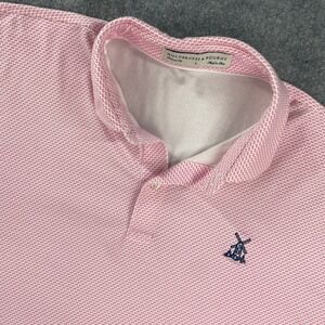 Holderness And Bourne Mens Polo Shirt L Pink Patterned Patterned Short Sleeve